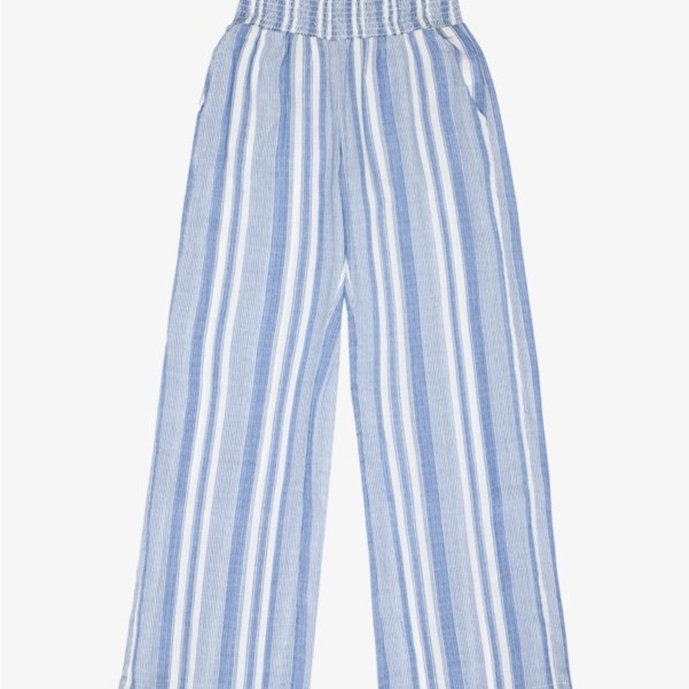 Billabong Blue and White Striped Wide-Leg Pants